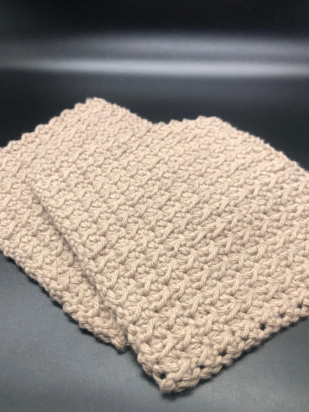 Handmade Crochet Dish Cloth, 100% Cotton Reusable Kitchen Washcloth, Khaki
